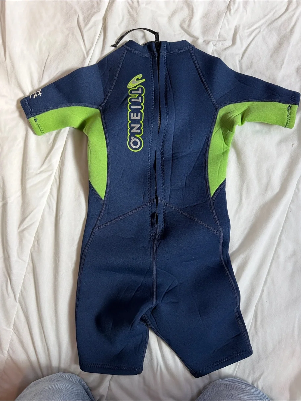 O'Neill Black Neoprene Shorty Wetsuit with Neon Green Accents